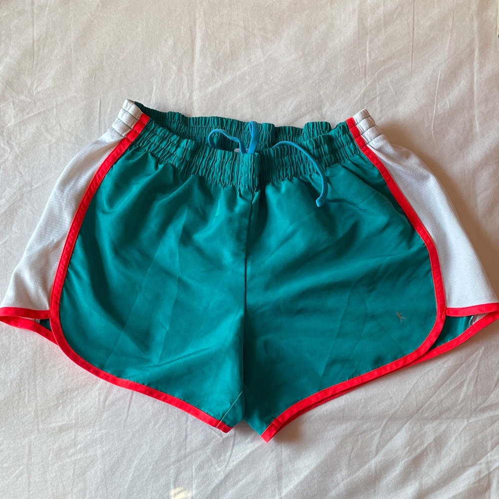 Retro Teal and Hot Pink Women's Athletic Running Shorts